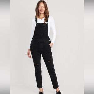 Old Navy straight black distressed overalls size 10